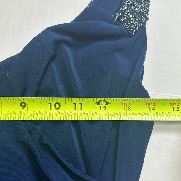 Lauren Ralph Lauren Evening Dress Navy Blue Side Ruched Midi Womens Size 2 - Picture 11 of 13